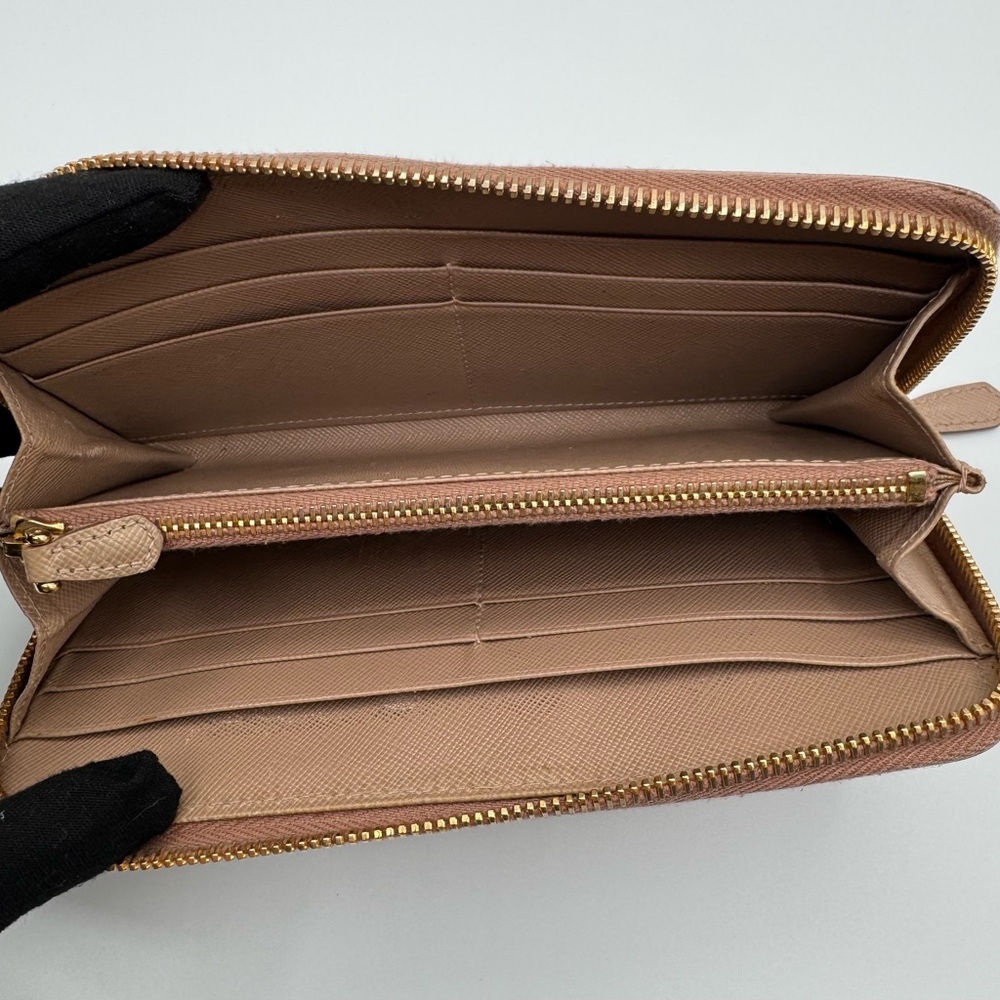 Prada Bow Zip Around Wallet in Beige - Picture 6 of 11